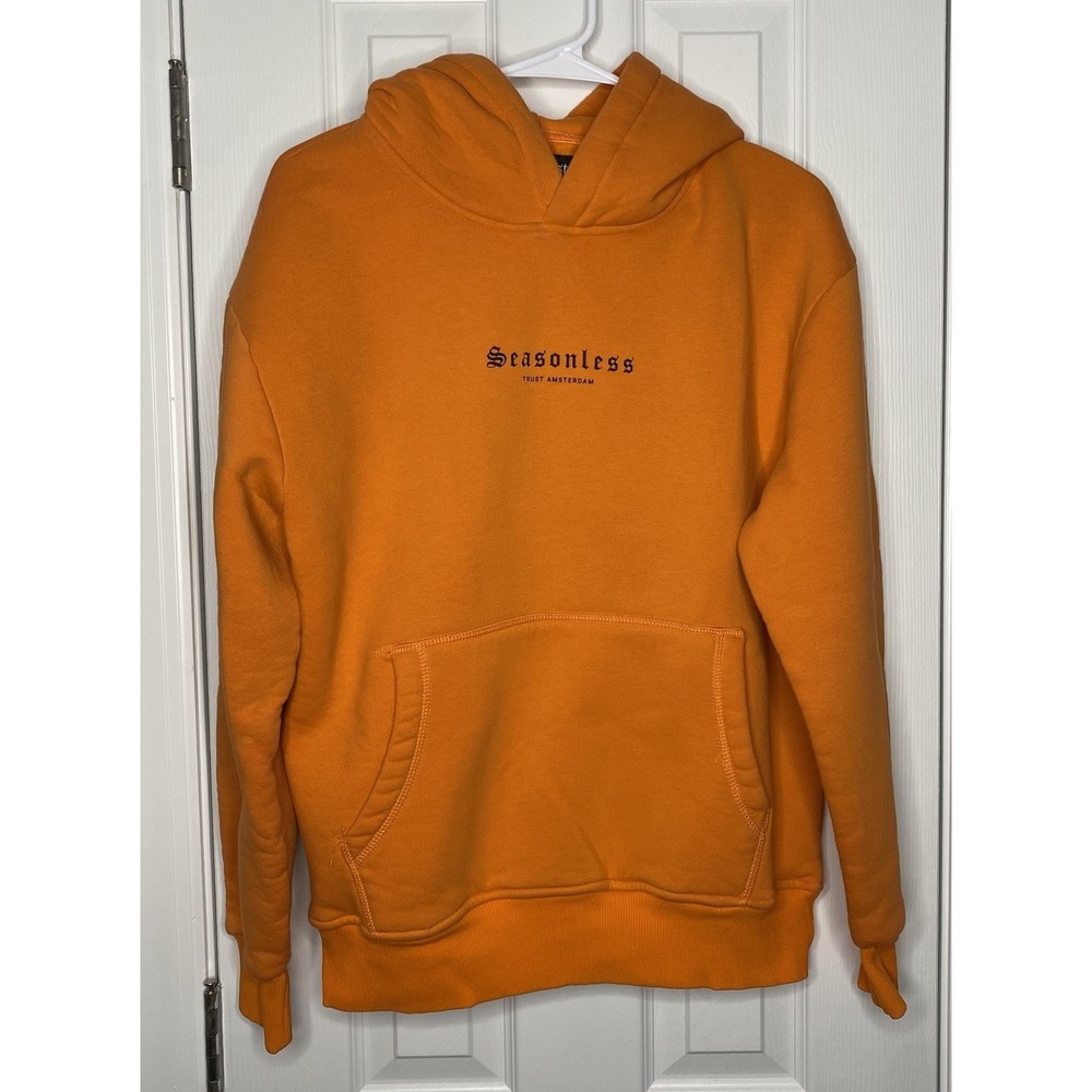 Trust Amsterdam Unisex Pullover Hoodie Orange Medium- Read